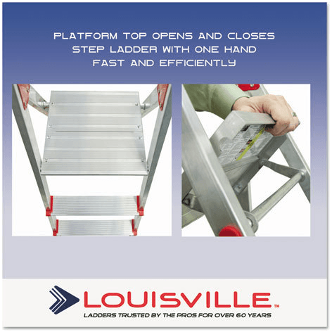 Louisville L2346 Aluminum Euro Platform Utility Step Ladder / A-Type Ladder (200 lbs) - KHM Megatools Corp. Louisville L2346 Aluminum Euro Platform Utility Step Ladder / A-Type Ladder (200 lbs) - KHM Megatools Corp.
